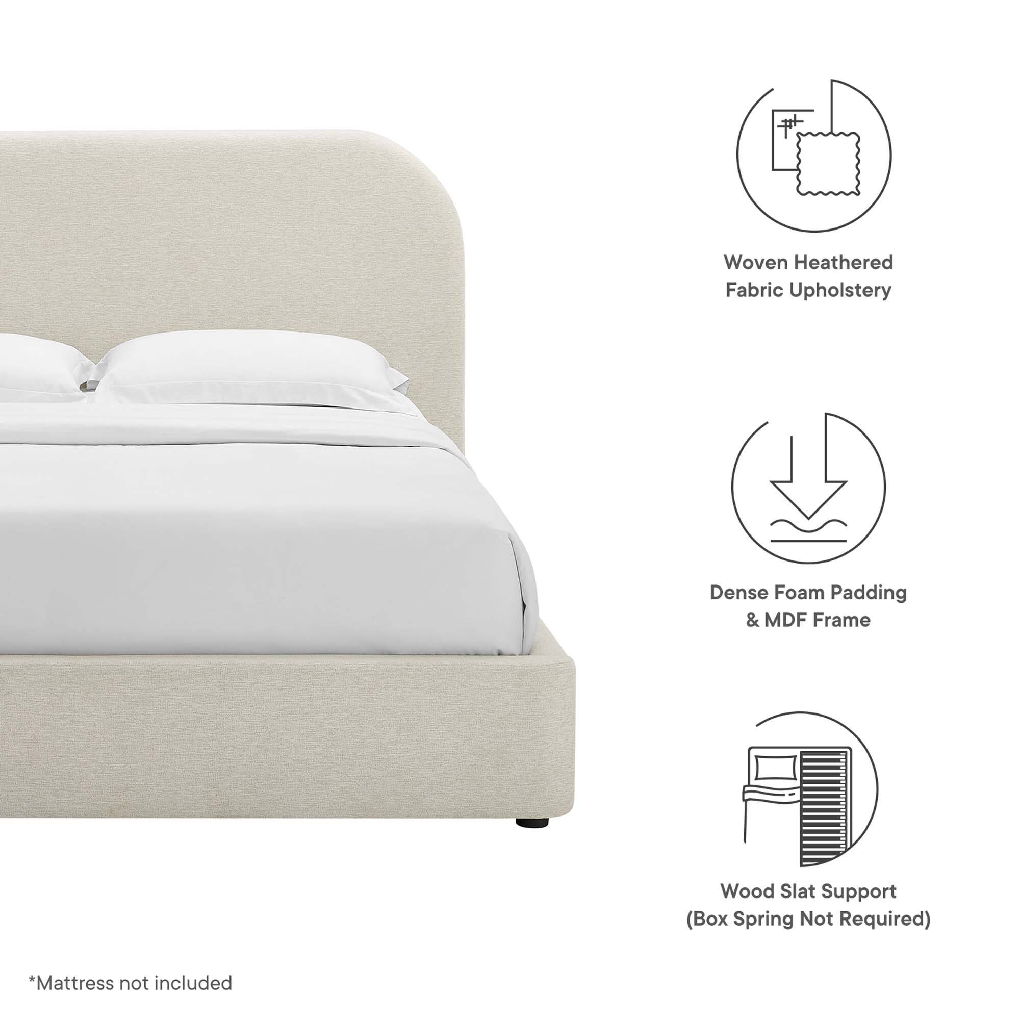 Woven Heathered Fabric Upholstery  
Dense Foam Padding & MDF Frame  
Wood Slat Support (Box Spring Not Required)  

*Mattress not included