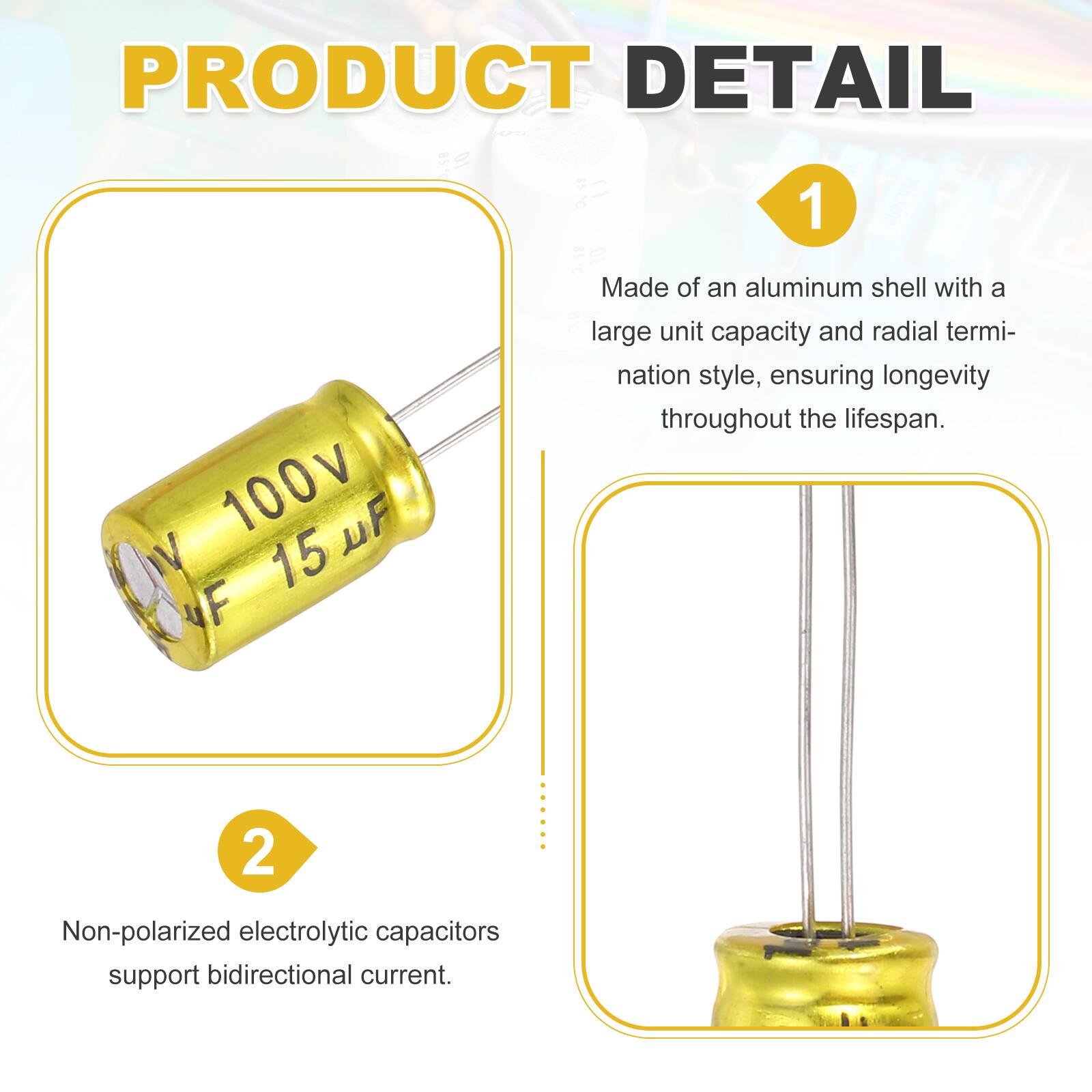 PRODUCT DETAIL

BSN 01 150 10 1 ASTC

Made of an aluminum shell with a large unit capacity and radial termination style, ensuring longevity throughout the lifespan.

100V 15μF

Non-polarized electrolytic capacitors support bidirectional current.