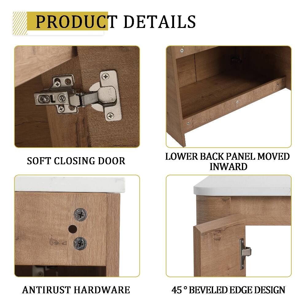 PRODUCT DETAILS

- SOFT CLOSING DOOR
- LOWER BACK PANEL MOVED INWARD
- ANTIRUST HARDWARE
- 45° BEVELED EDGE DESIGN