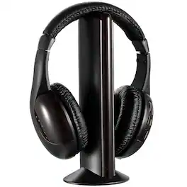 BEARSOLIM - HiFi Wireless RF Headphones with Transmitter and Receiver - Over-Ear Headset - Black