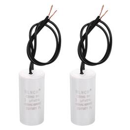 Unique Bargains - 2pcs 3uF CBB60 Running Capacitor, AC 450V 2 Wire for Air Compressor, Washing Machine, Refrigerator, Air Conditioner - White