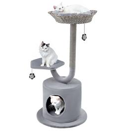 Costway - 42" Cat Tree Tower 3-Layer Activity Center with Scratching Post Condo & 2 Perches - Gray