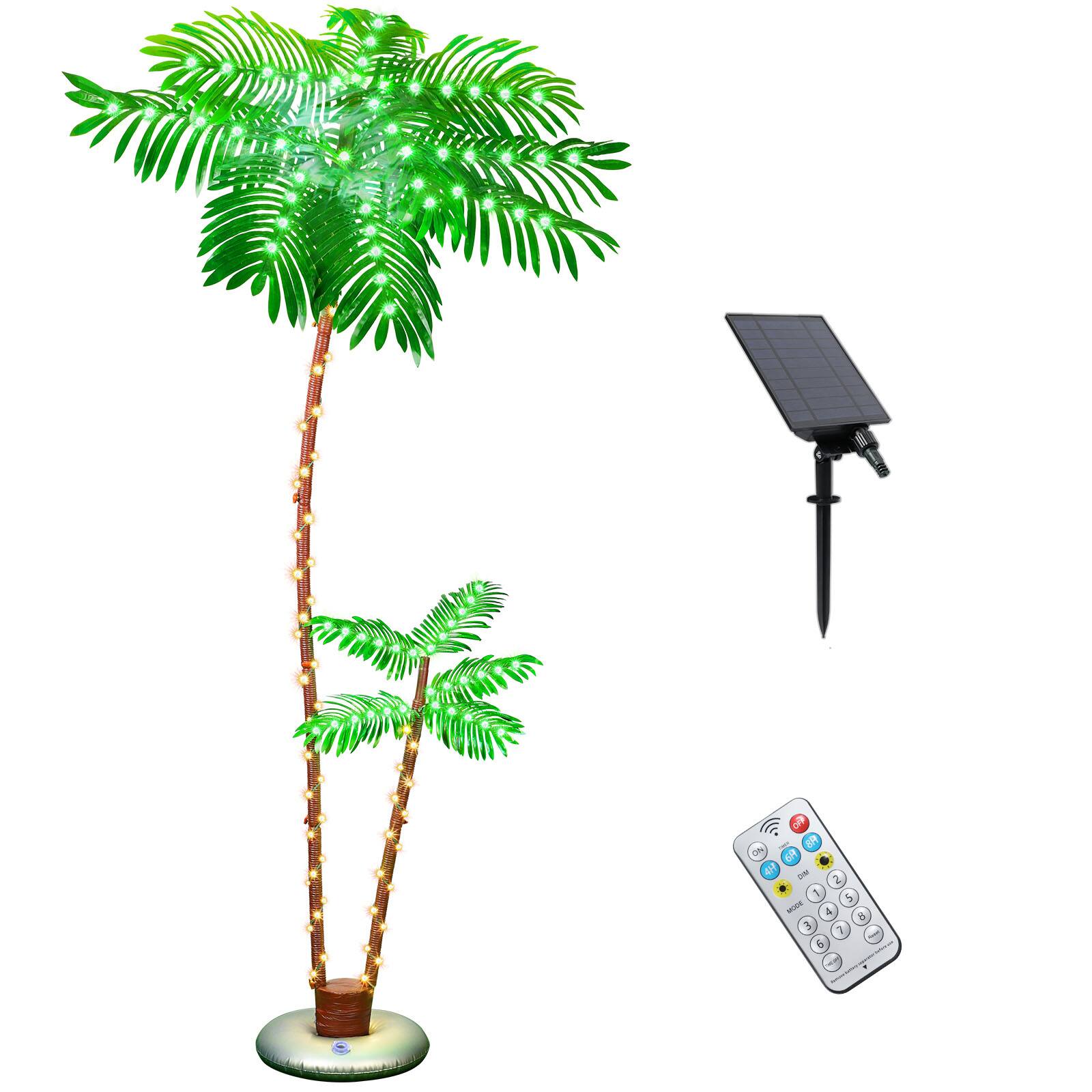 Angle. Oumilen - 7 Foot Solar LED Artificial Palm Tree Light with Remote – 8 Modes IP65 Waterproof Outdoor for Patio.