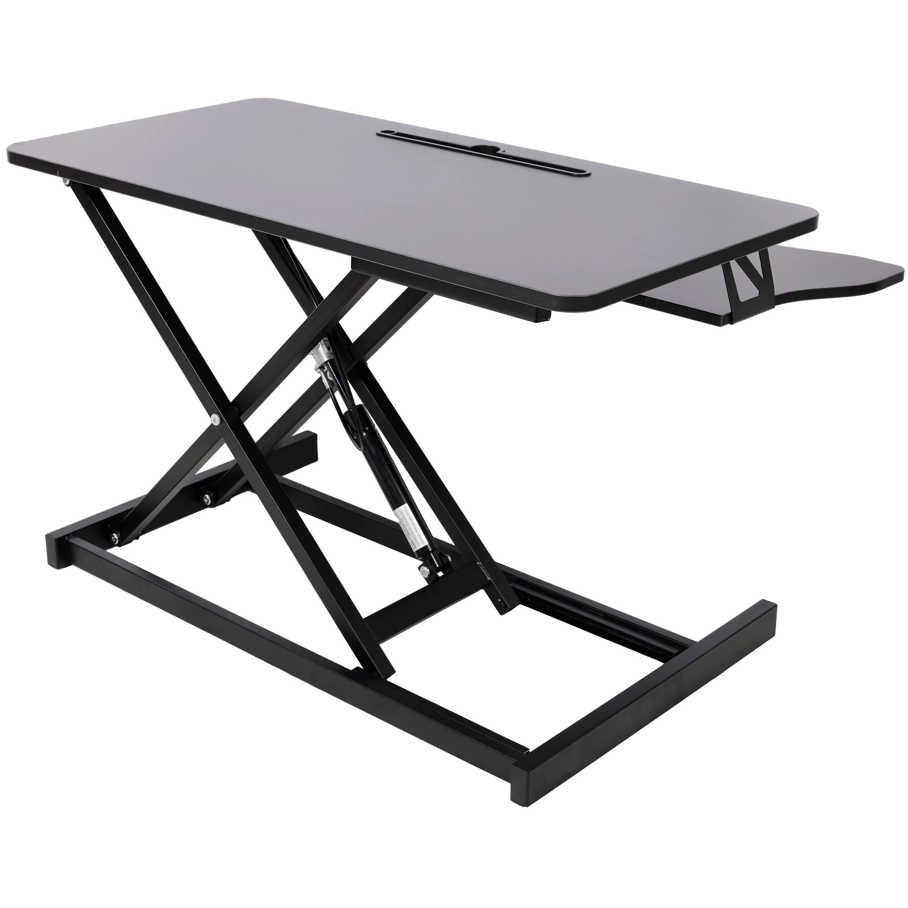 Back. GOODSILO - Adjustable Height Standing Laptop Desk | Sit Stand Up Workstation with Keyboard Tray - Black.