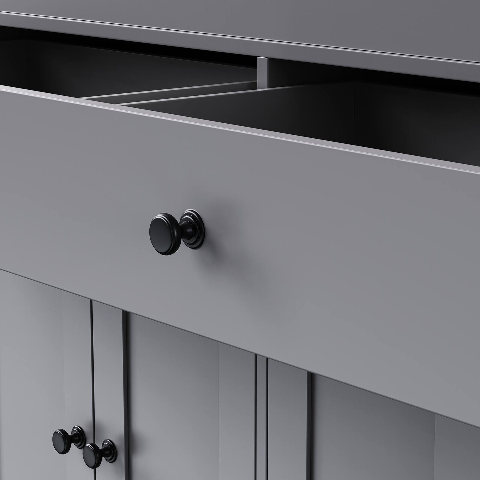 Alt View 7. Spaco - Spaco 74.5" Kitchen Island Cart with Extendable Dining Table, Rolling Cart with Spice Rack, 2 Drawers, 4 Door Cabinet - Grey.