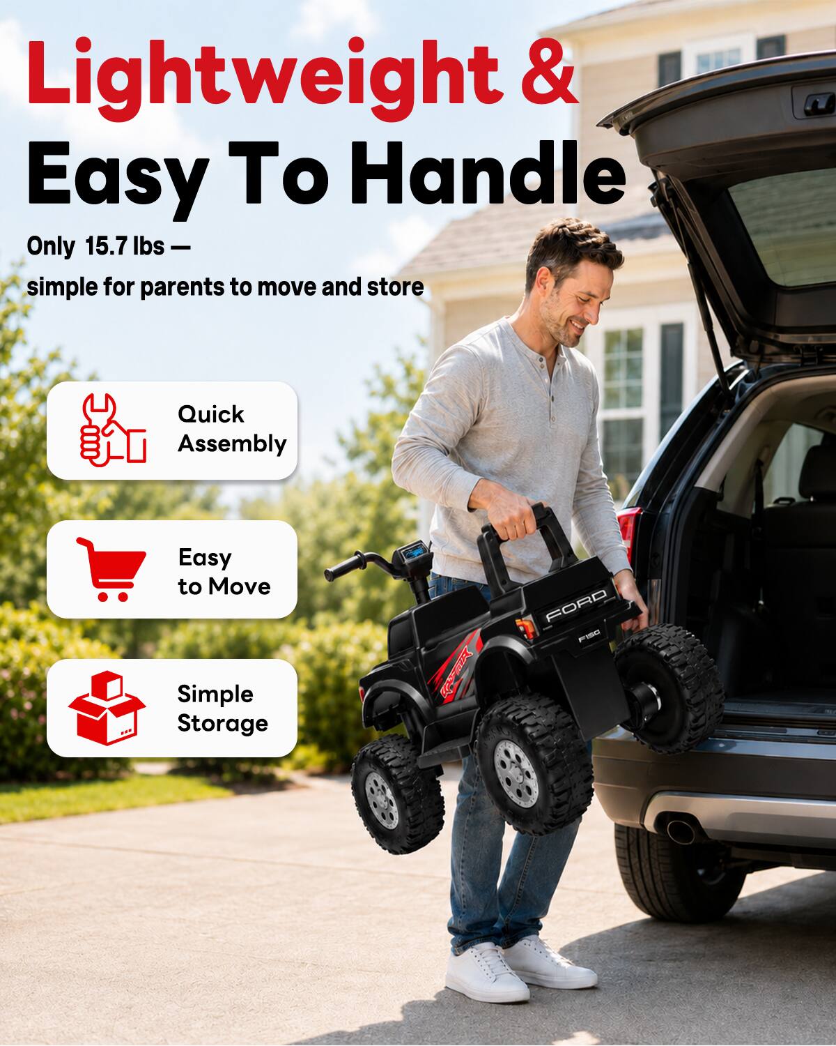 Lightweight & Easy To Handle  
Only 15.7 lbs — simple for parents to move and store

- Quick Assembly
- Easy to Move
- Simple Storage