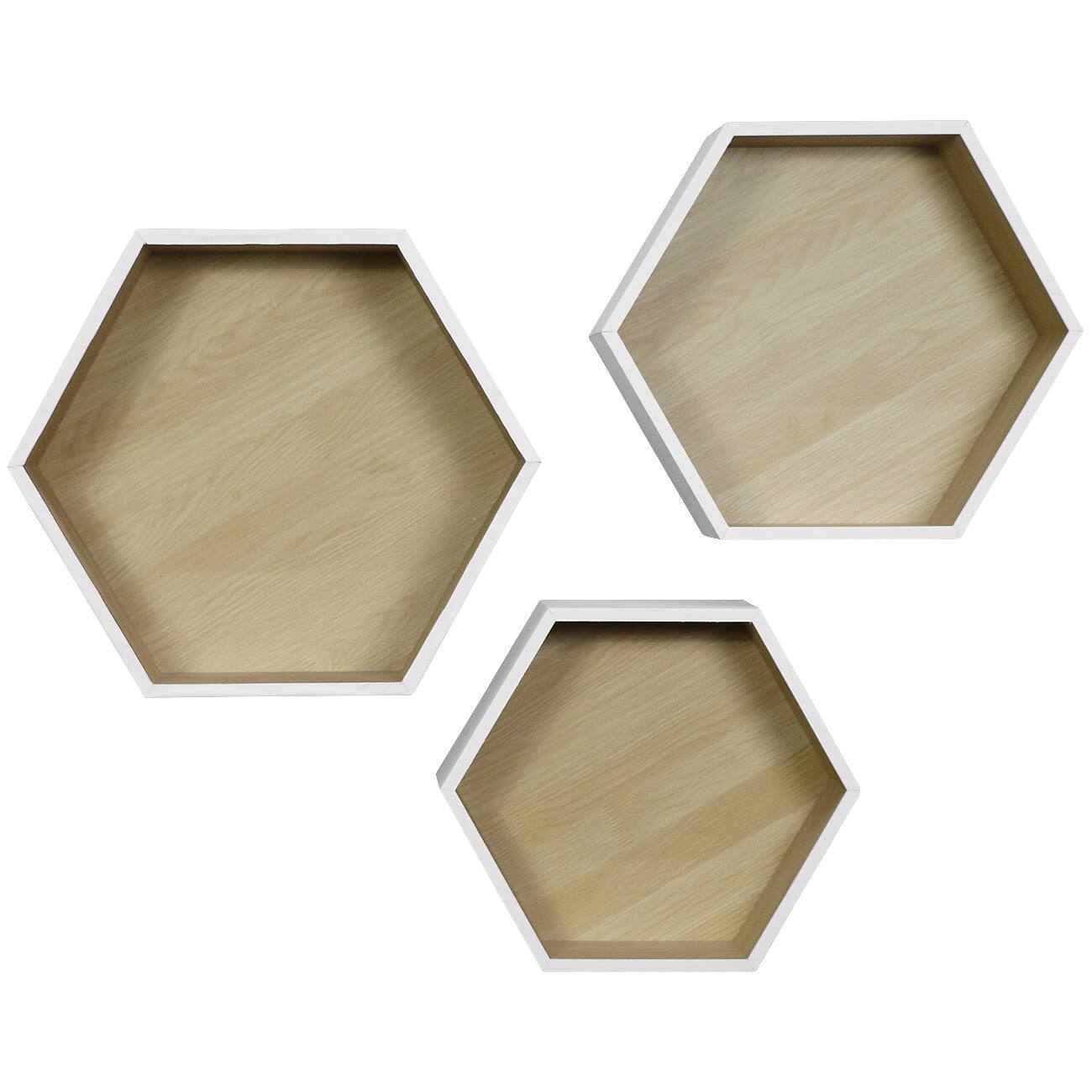 Front. Sorbus - Sorbus® Floating Shelf Hexagon Set, Honeycomb Wall Mounted Shelves, Decorative Hanging Display - White.