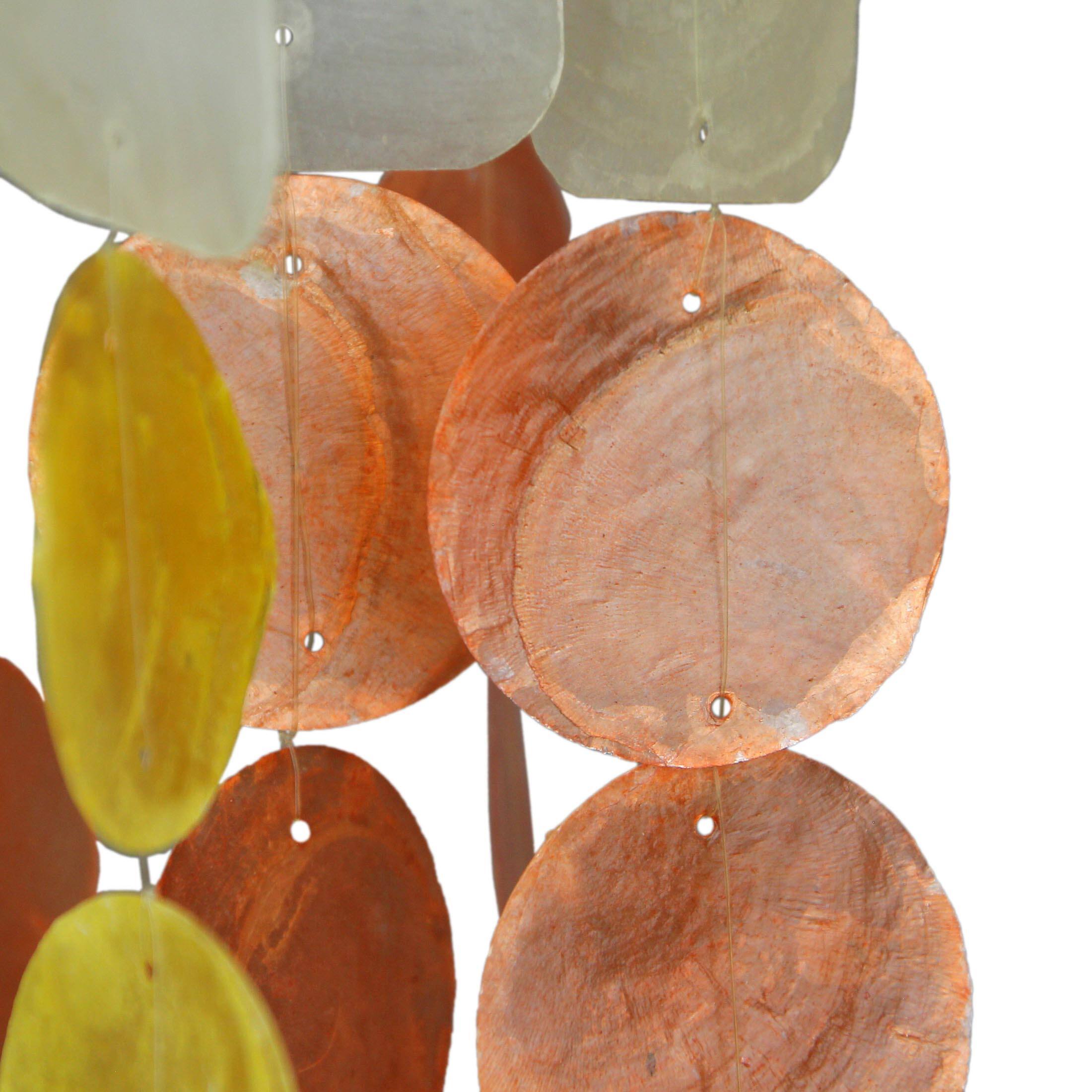 Alt View 2. J.D. Yeatts - Amber, Yellow and White Capiz Shell Mini Wind Chime Garden Patio Yard - Multicolored.