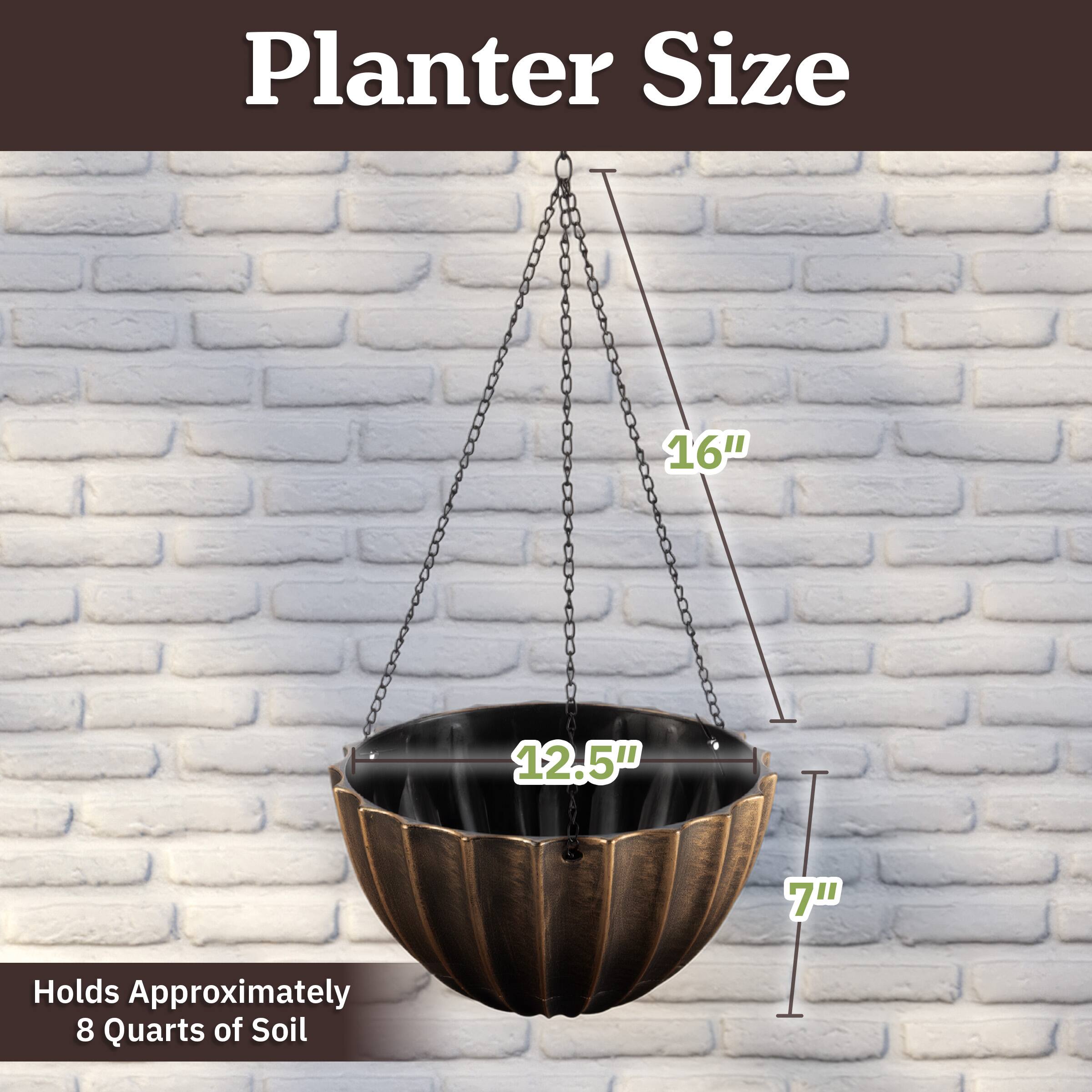 Planter Size: 16" x 12.5" x 7"  
Holds Approximately 8 Quarts of Soil