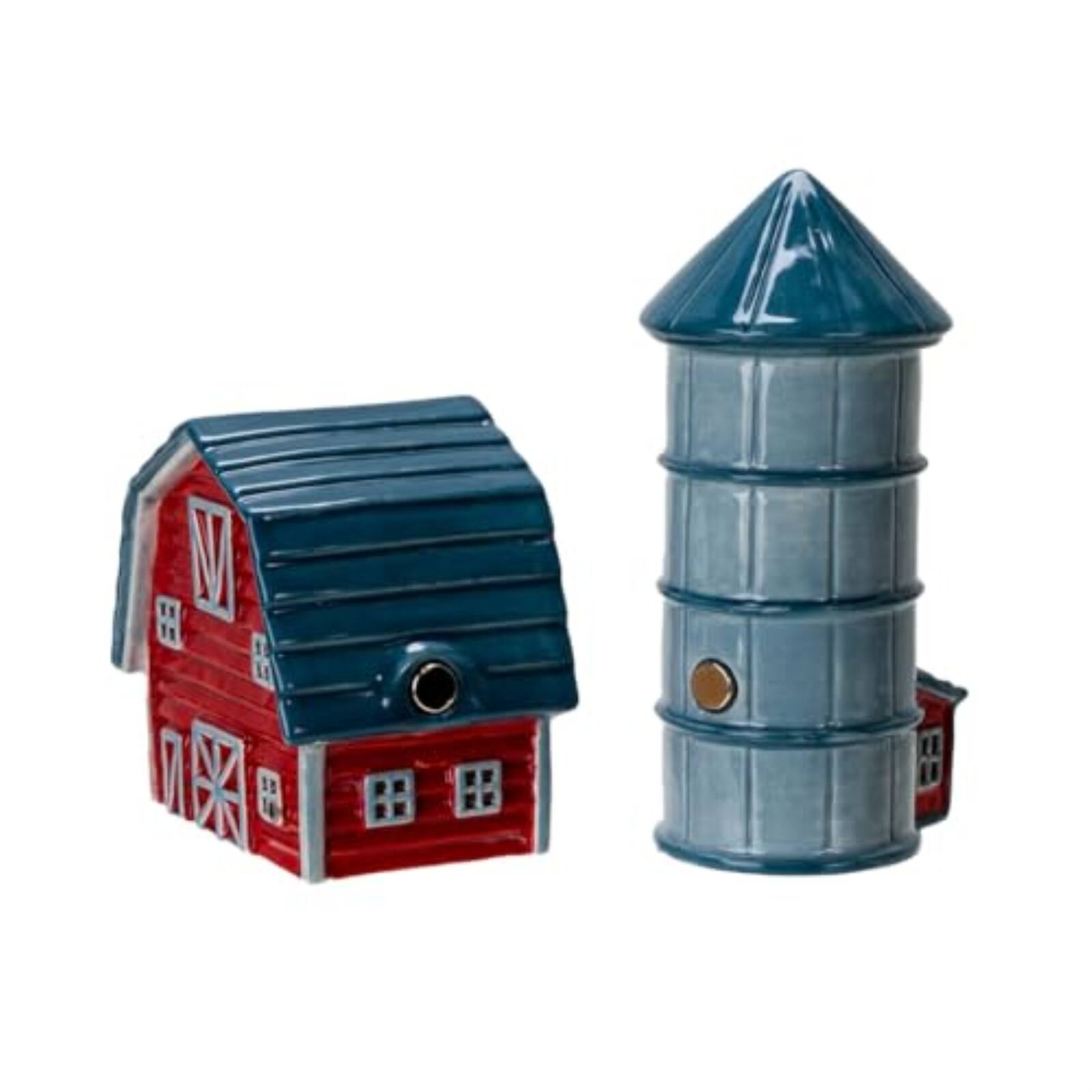Back. Pacific Trading - Pacific Giftware Country Style Barn and Silo Ceramic Magnetic Salt and Pepper Shakers - Multicolor.