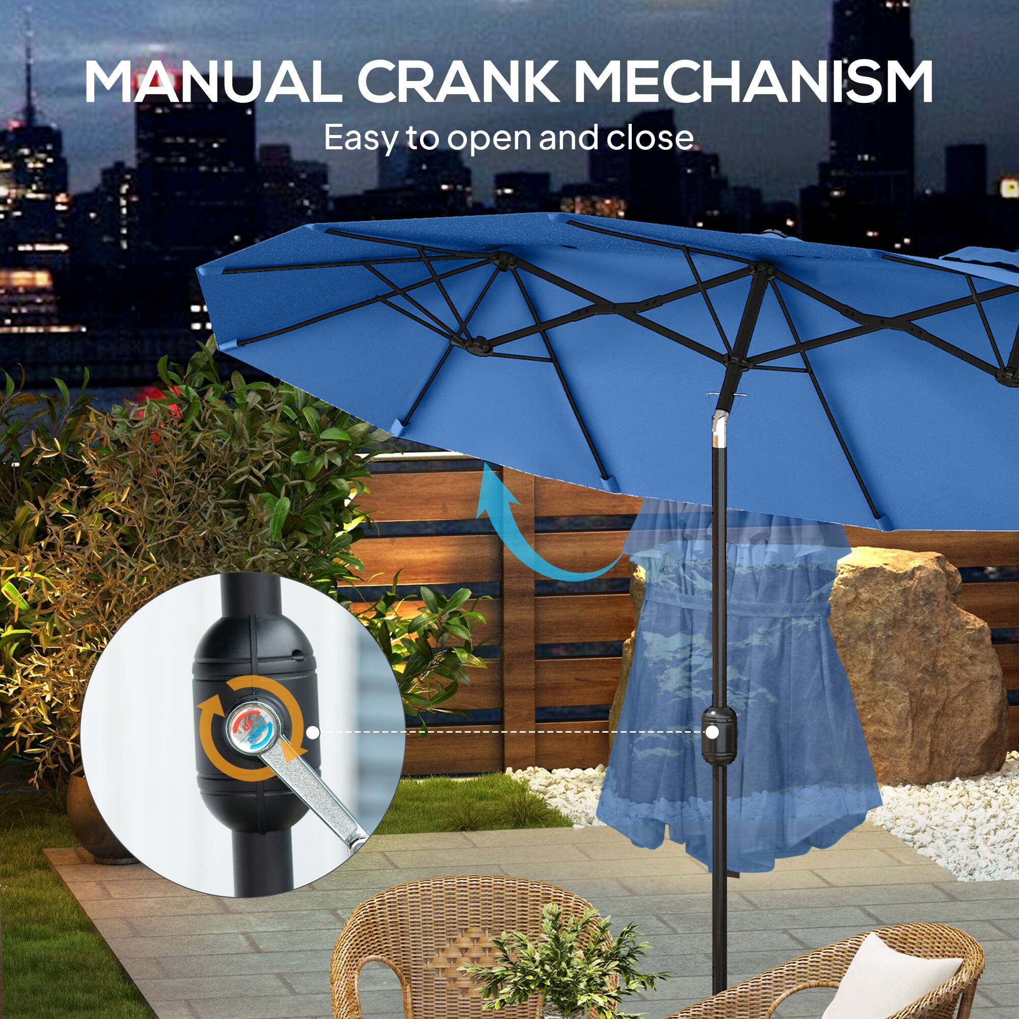 MANUAL CRANK MECHANISM Easy to open and close