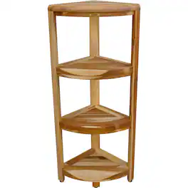 EcoDecors - SnazzyCorner Four Tier Shelf Waterproof Teak Wood Corner Shower Shelf - EarthyTeak