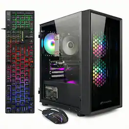 STGAubron - Gaming PC Desktop Computer, Intel i7 Xeon E5 3.0Ghz, Radeon RX550 4G, 16GB RAM, 512GB SSD, USB WiFi 6, Win11H - Black