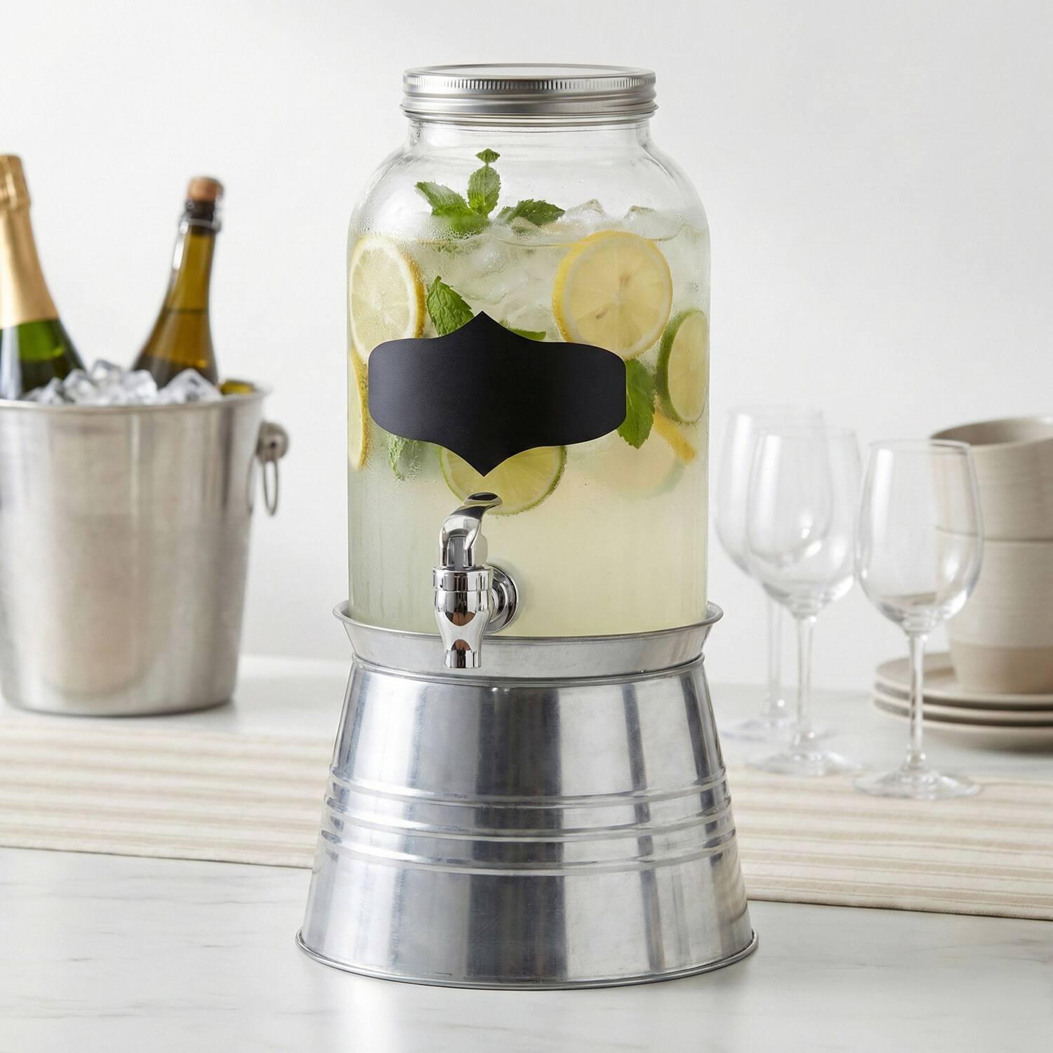 Left. Style Setter - Bristol Beverage Dispenser 1 Gal - Clear.