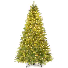 Gymax - Pre-Lit 6' Artificial PVC Christmas Tree Hinged 560 LED Lights Metal Stand - Green