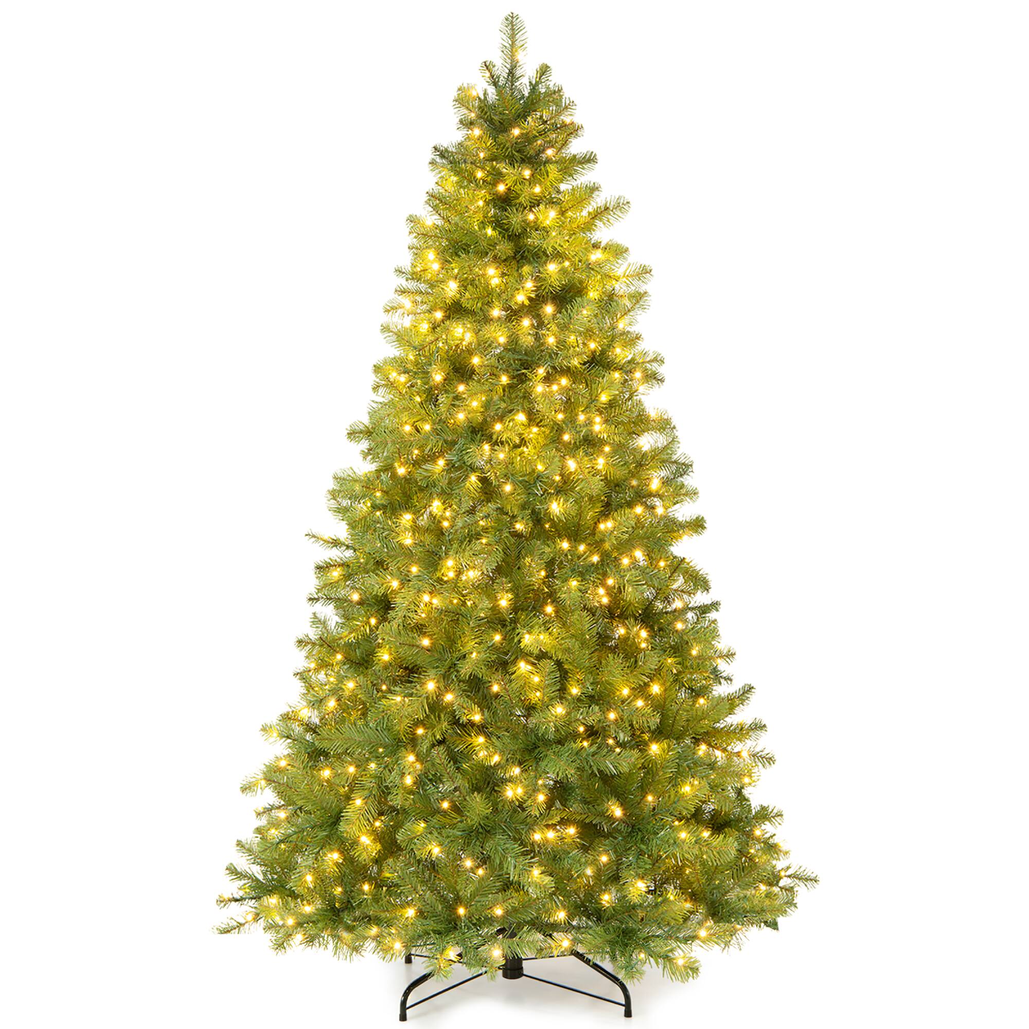 Front. Gymax - Gymax Pre-Lit 6' Artificial PVC Christmas Tree Hinged 560 LED Lights Metal Stand - Green.