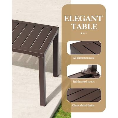 ELEGANT TABLE

- All aluminum made
- Stainless steel screws
- Classic slatted design