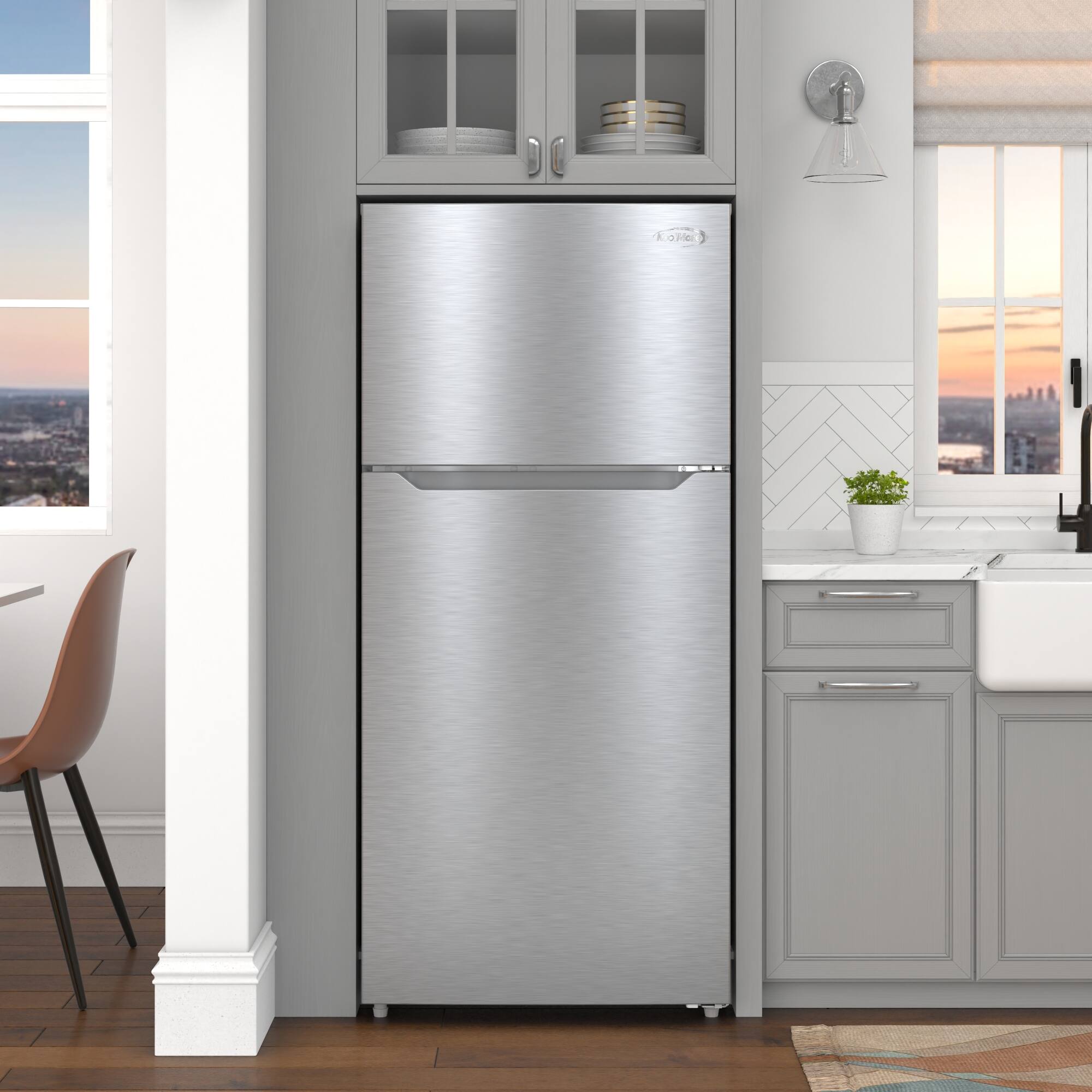 Left. Koolmore - 28 In. 14 Cu. Ft. Top-Freezer Household Refrigerator in Stainless Steel, Energy Star Certified - Stainless steel.