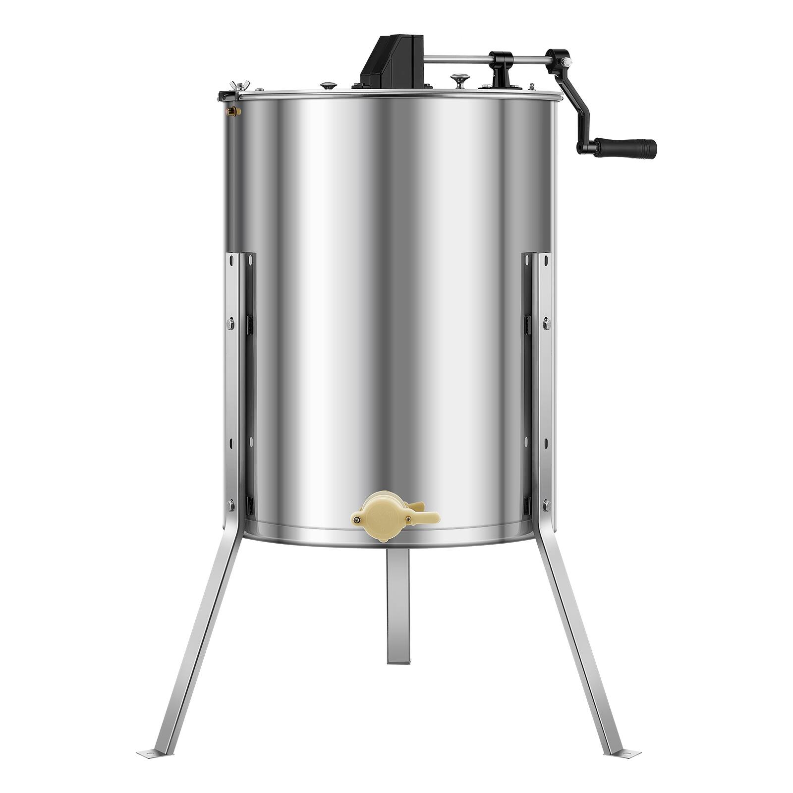 Alt View 5. VEVOR - Honey Extractor, 4/8 Frame Manual Honey Spinner with Transparent Lid, Stainless Steel Honeycomb Drum Spinner with Stand - Silver.