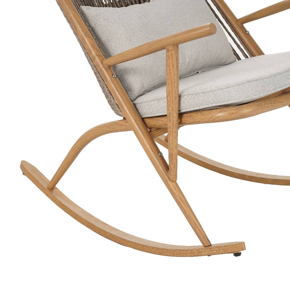 Angle. Loheer - Loheer Outdoor Rocking Chair Iron Frame PE Rattan Patio Rocker - Gray.