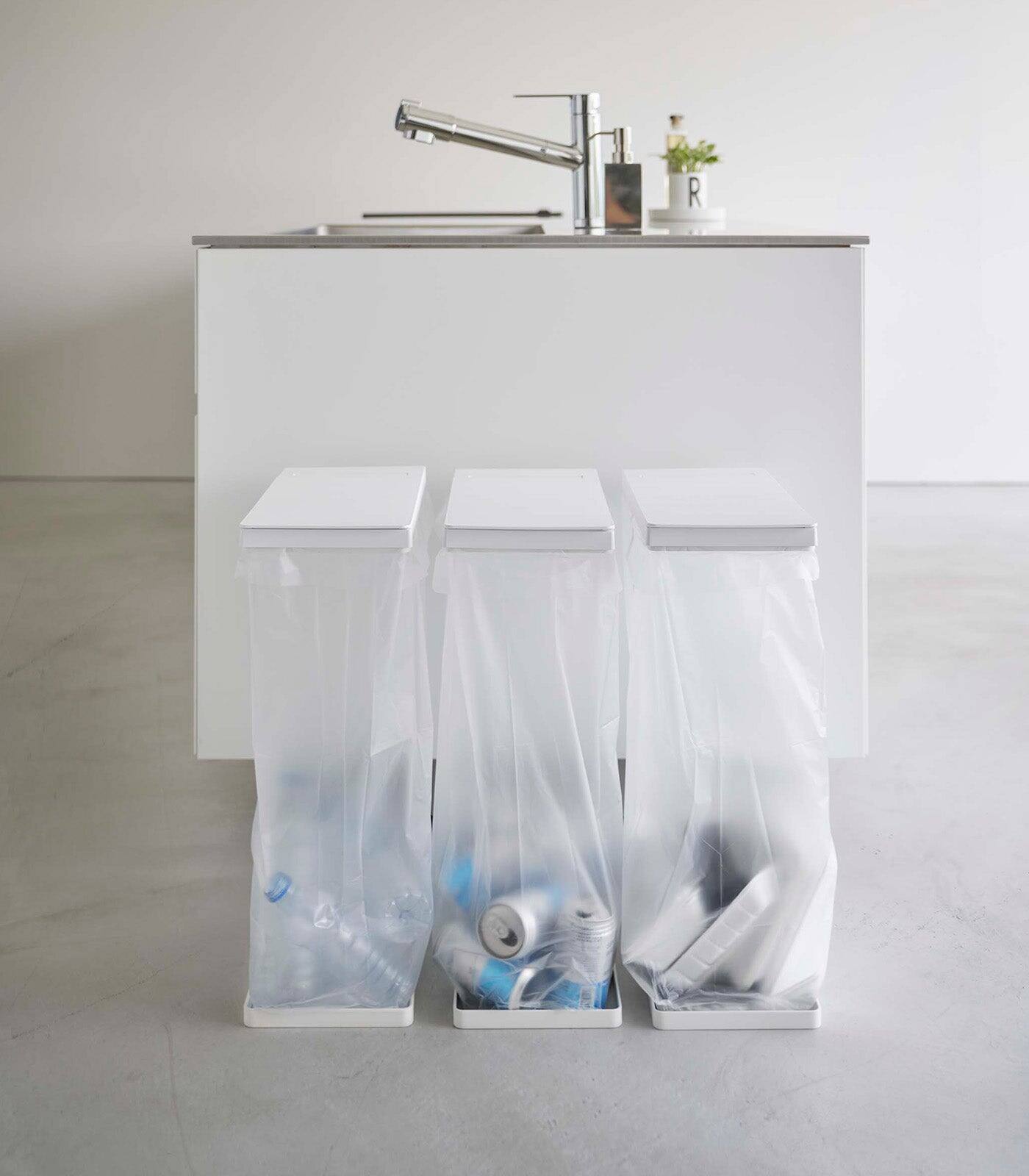 Alt View 5. Yamazaki Home - Lidded Garbage Bag Holder - Steel - Black.