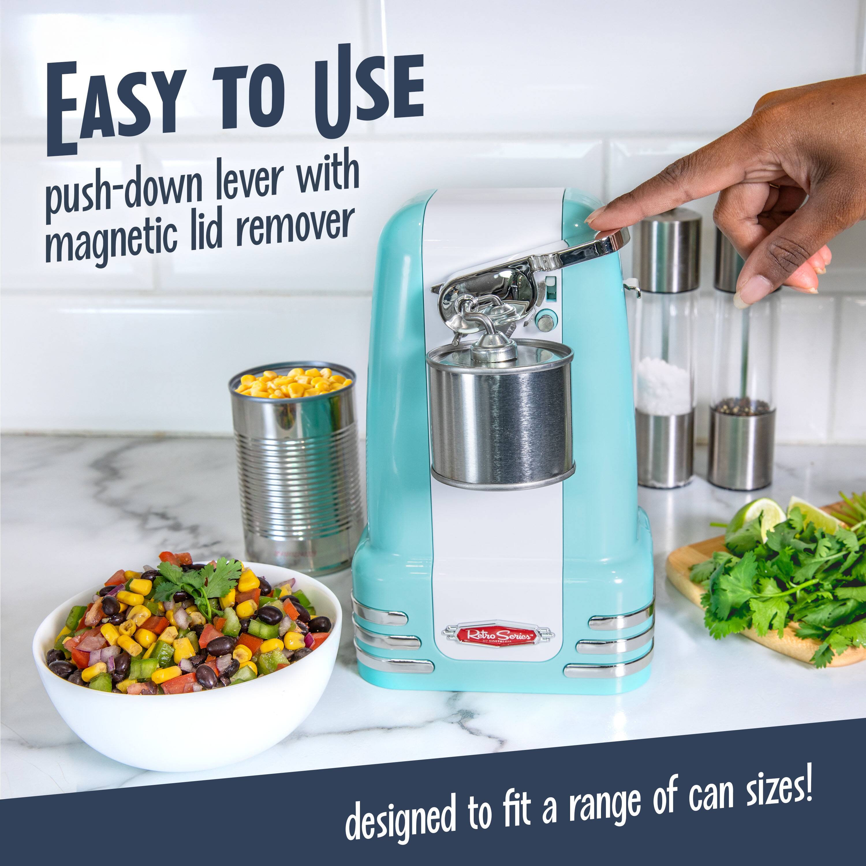 EASY TO USE  
push-down lever with magnetic lid remover  
designed to fit a range of can sizes!
