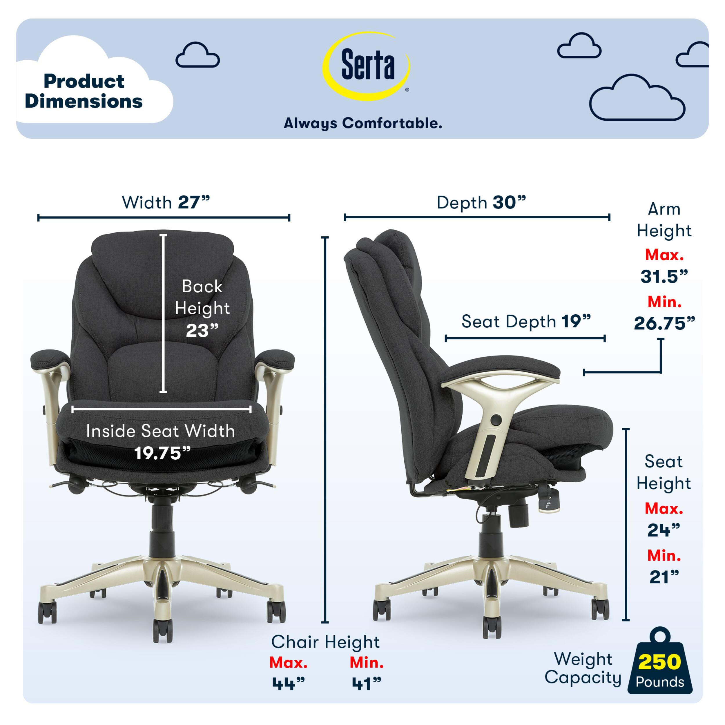Left. Serta - Upholstered Back in Motion Health & Wellness Manager Office Chair - Fabric - Dark Gray.