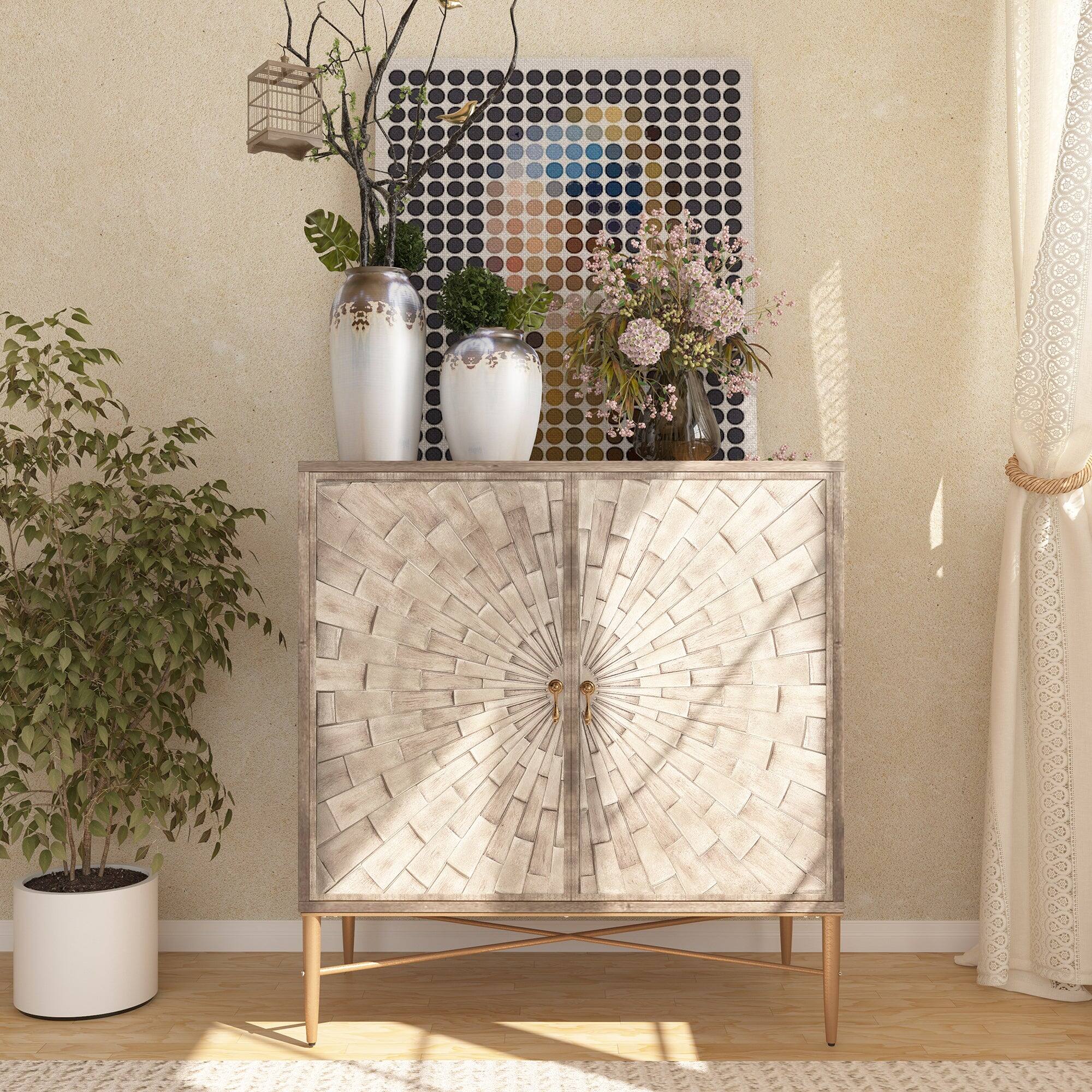 Alt View 2. Boyel Living - Vintage Wood Storage 2 Door Accent Cabinet - White.