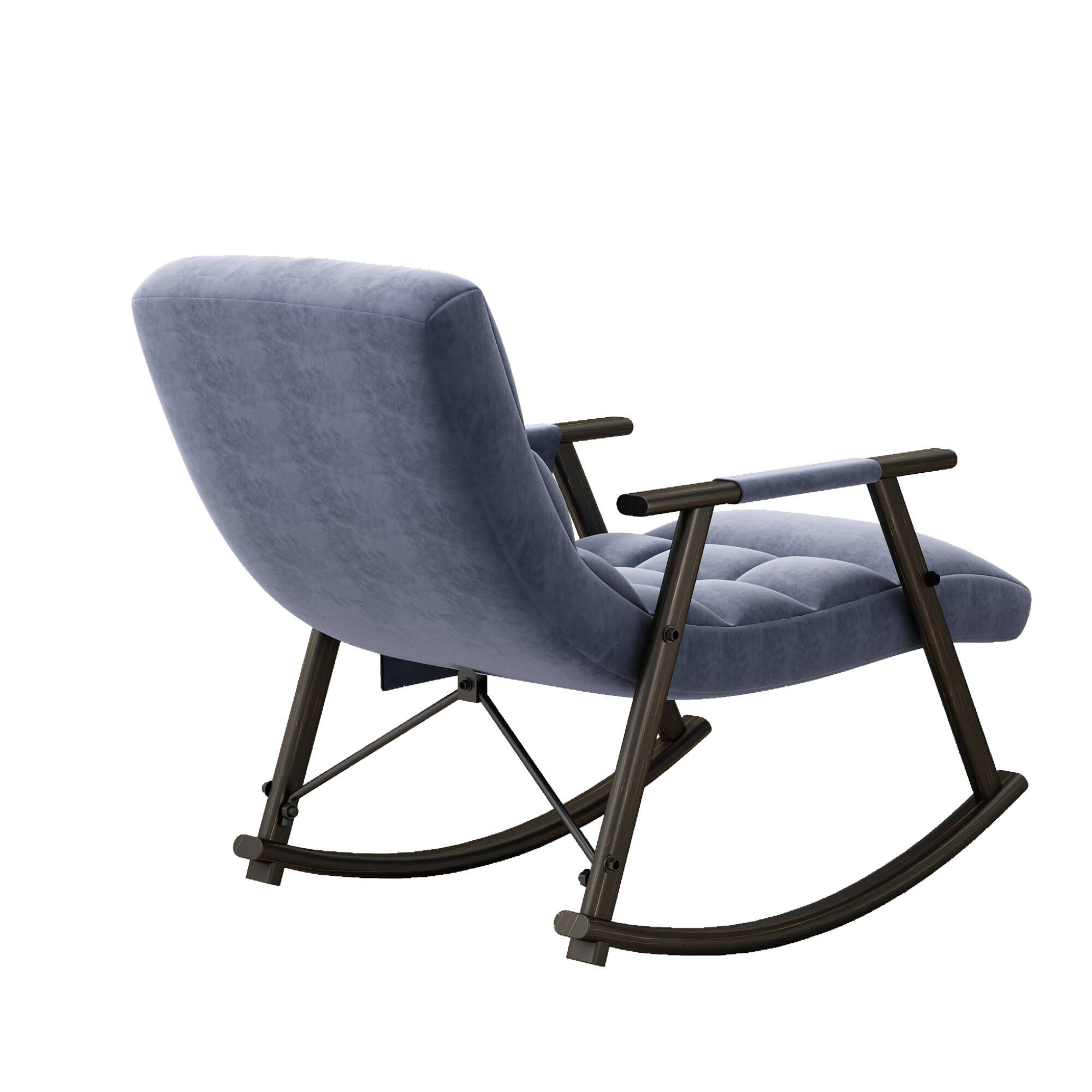 Alt View 6. GOODSILO - Adjustable High Back Casual Rocking Chair with Footrest and Side Pockets for Living Room Bedroom or Balcony - Blue.