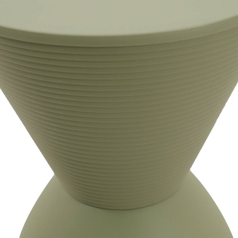 Alt View 7. LeisureMod - Boyd Modern Round Hourglass Accent Side Table, Drum Storage Table with Ribbed Base for Indoor/Outdoor - Olive Green.