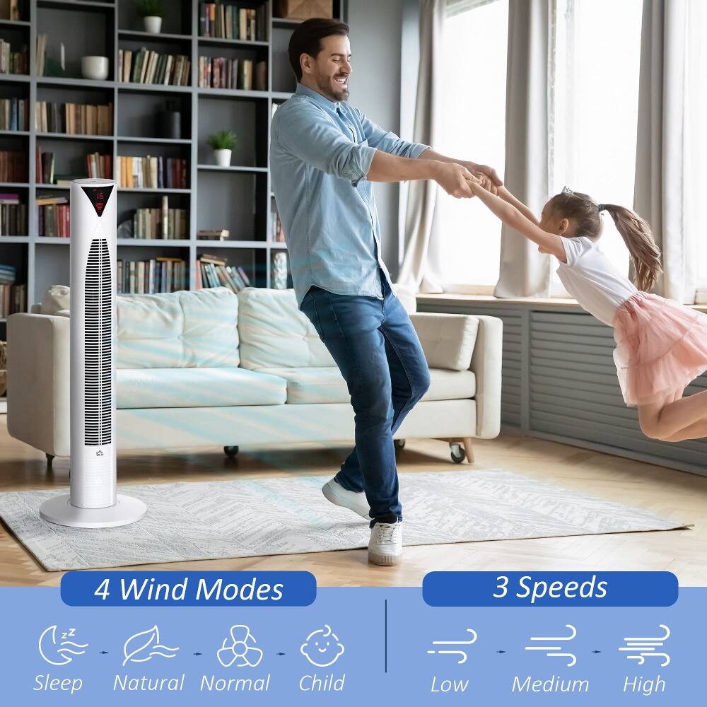 4 Wind Modes: Sleep, Natural, Normal, Child  
3 Speeds: Low, Medium, High
