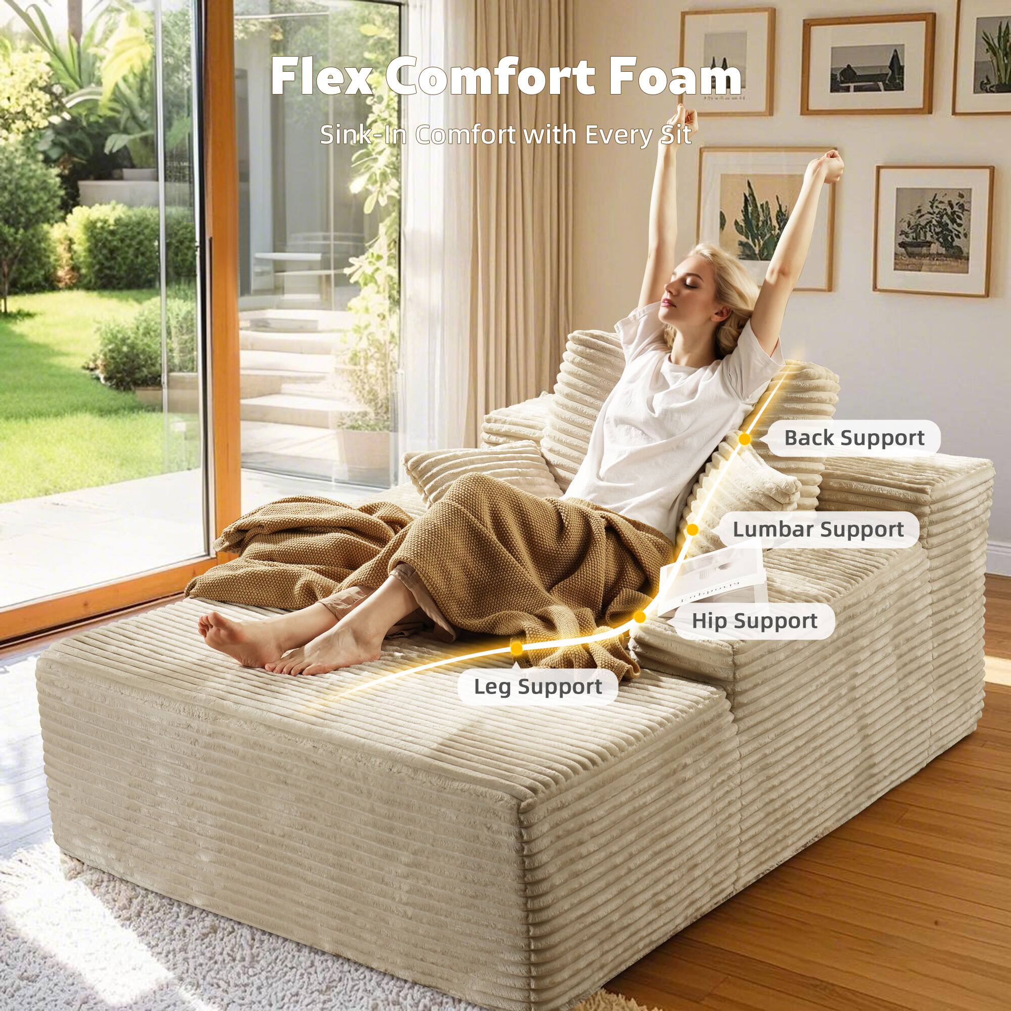 Flex Comfort Foam  
Sink-In Comfort with Every Sit  

- Back Support  
- Lumbar Support  
- Hip Support  
- Leg Support