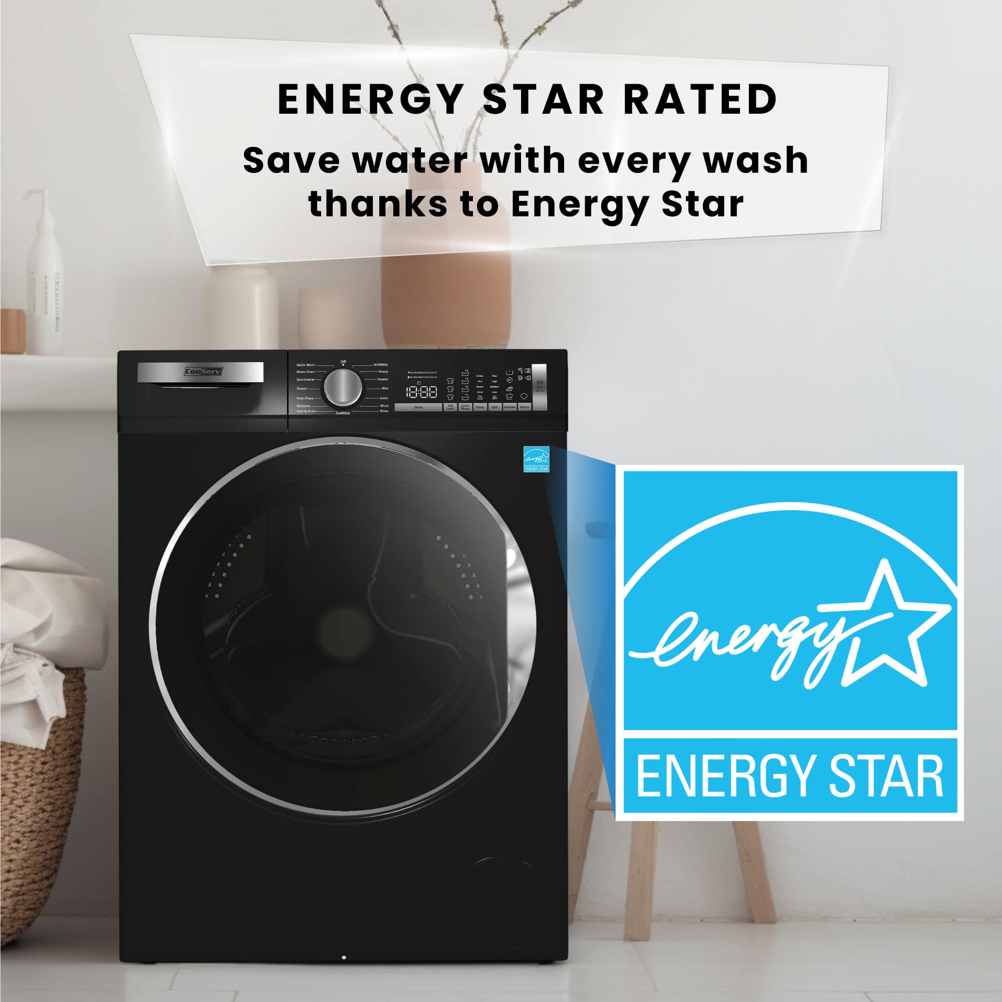 Conserv 2.2 Cu. Ft. Washer with Steam, Heater & Sanitize | 1400