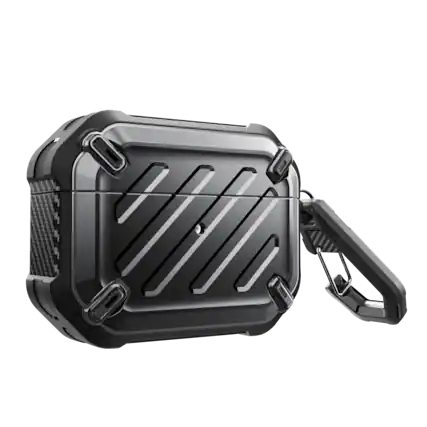 Front. SUPCASE - Apple AirPods Pro 1 & 2 Unicorn Beetle PRO Rugged Case Waterproof Case - Black.