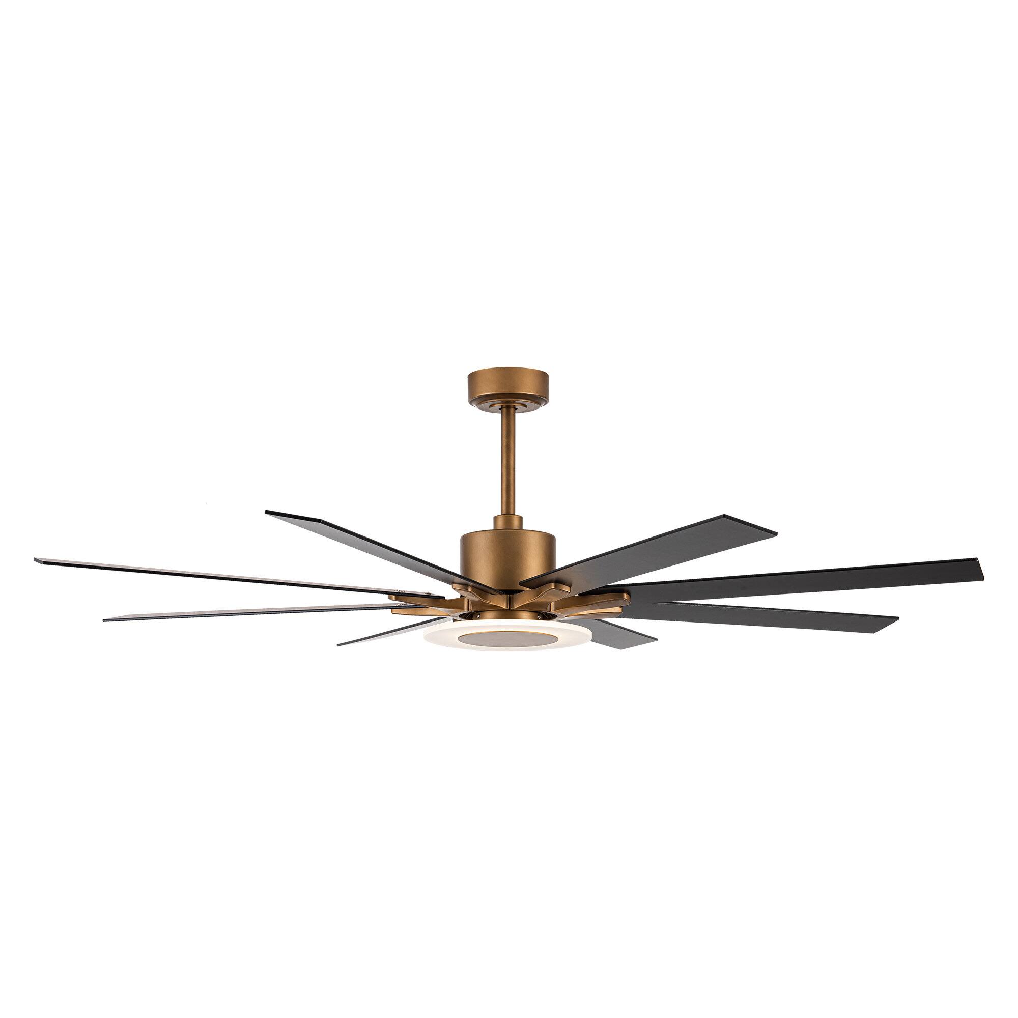 Alt View 5. Parrot Uncle - 65" Indoor Ceiling Fan with Remote and Reversible DC Motor - Antique Gold.