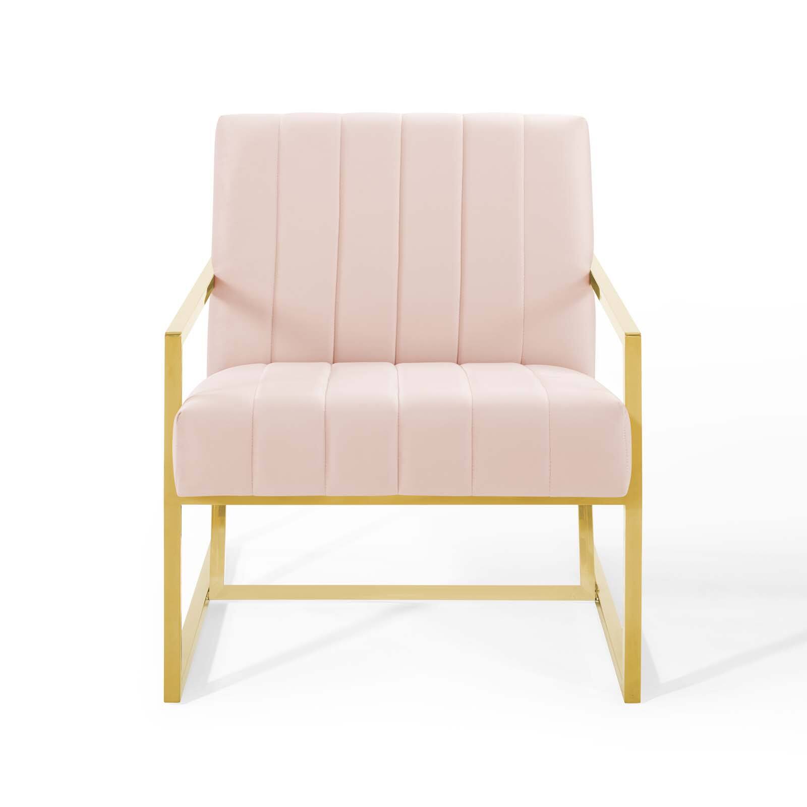 Alt View 4. Modway - Inspire Channel Tufted Performance Velvet Armchair by Modway - Pink.