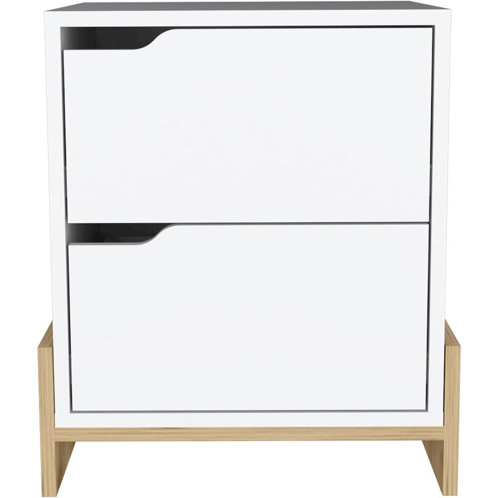 Alt View 1. TuHome - Luss Nightstand White / Macadamia MDF - White.