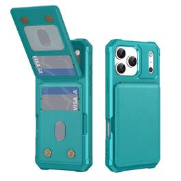 Dteck - Magnetic Closure Credit Card Holder Slots Stand Function Rugged Wallet Case For Apple iPhone 17 Pro Max - Green