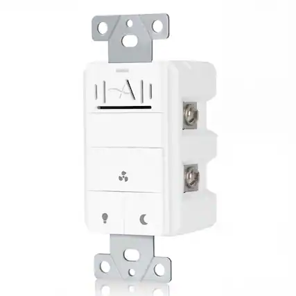 Front. Akicon - Akicon Humidity Sensor LED Timer Switch with Motion-Activated Wall Plate for Bathroom Exhaust Fan in White - White.