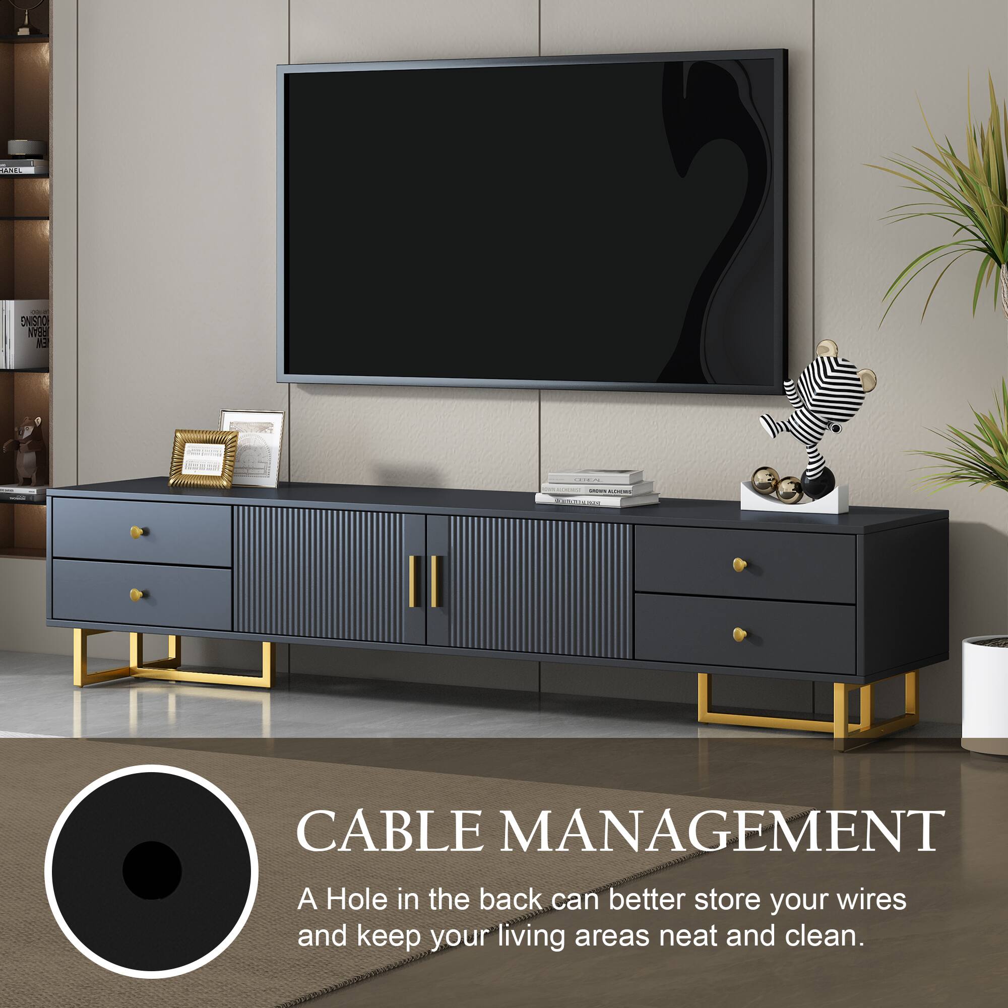 CABLE MANAGEMENT

A hole in the back can better store your wires and keep your living areas neat and clean.