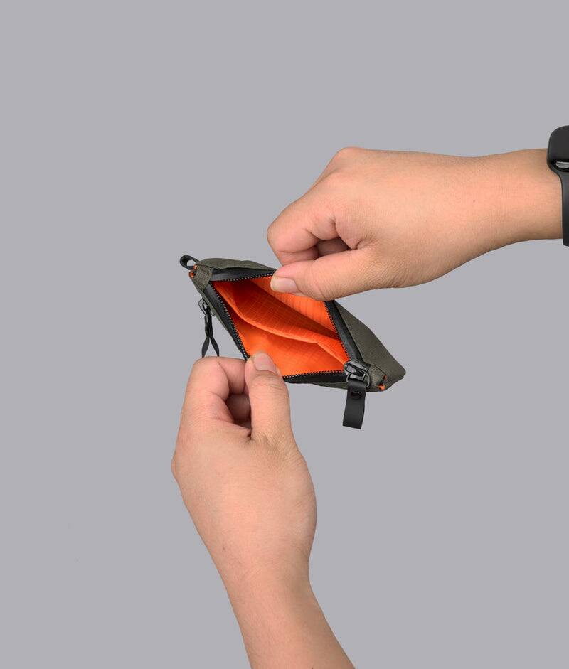 Alt View 2. ALPAKA - Zip Pouch RFID Wallet Pouch, Slim Card Holder for Cash/Cards/Coins, YKK AquaGuard Zippers - Green Ultradyne 100D.
