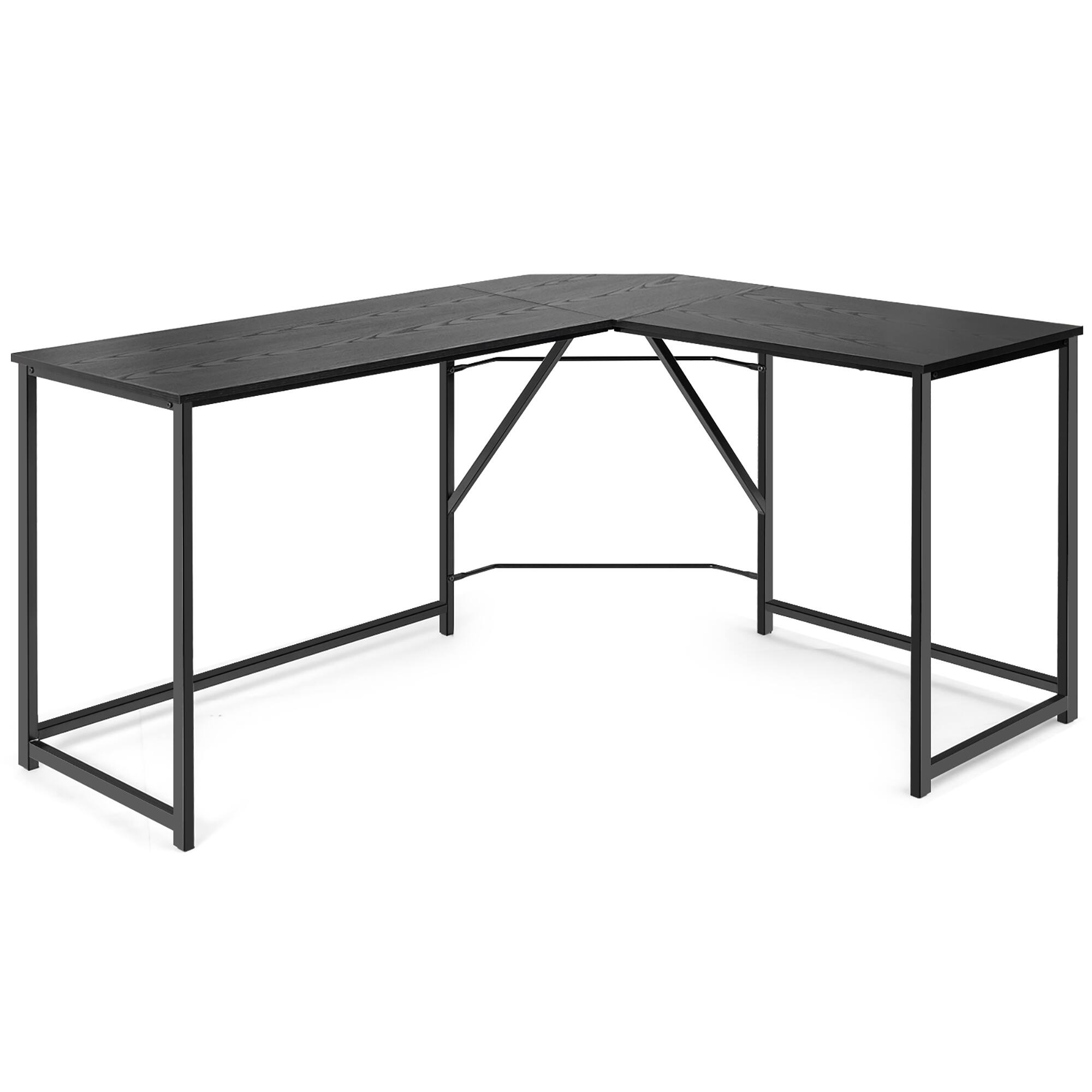 Alt View 18. Costway - L-Shaped Corner Computer Desk - 47" Wide - Black.