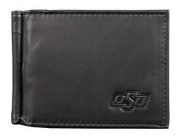 Rico Industries - Oklahoma State Cowboys RFID Blocking Shield Black Leather Moneyclip Wallet - Multi
