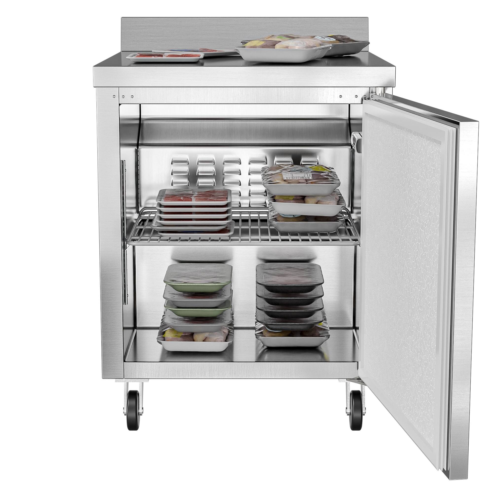 Angle. Koolmore - 27 In. One-Door Worktop Freezer With 3.5 in. Backsplash,  6.3 Cu. Ft. - Stainless-Steel.