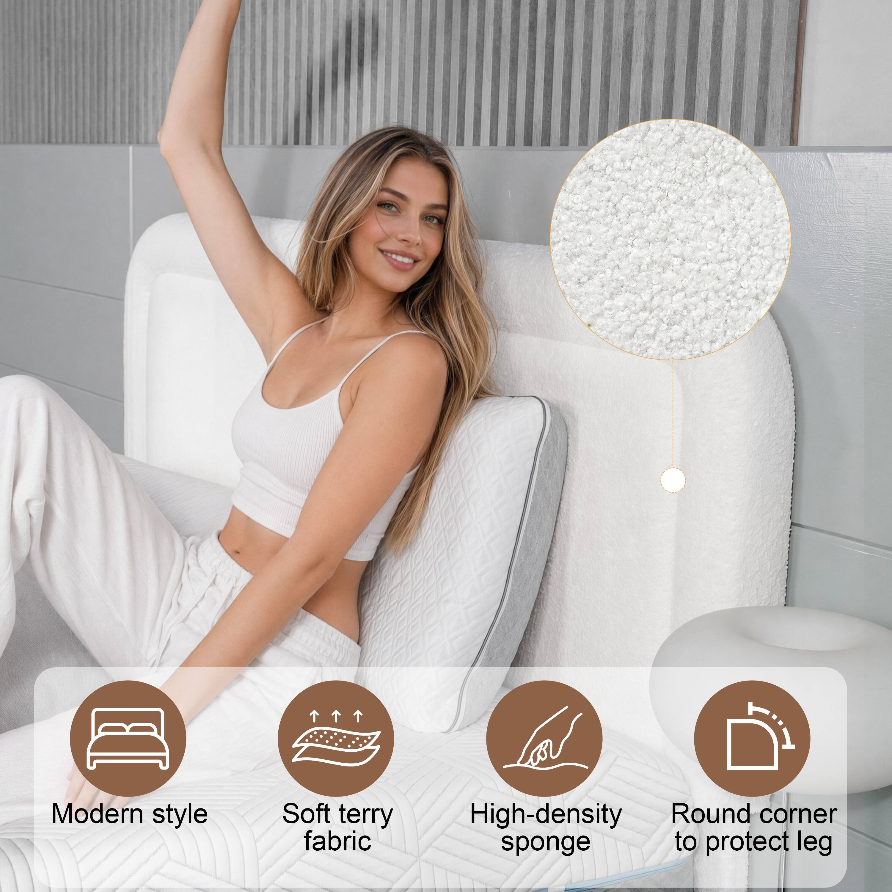 Modern style  
Soft terry fabric  
High-density sponge  
Round corner to protect leg