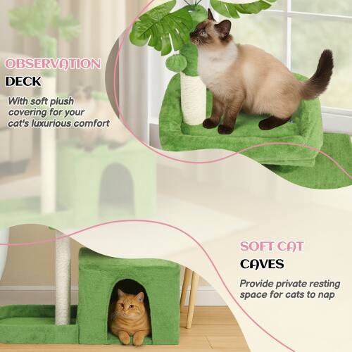**OBSERVATION DECK**  
With soft plush covering for your cat's luxurious comfort

**SOFT CAT CAVES**  
Provide private resting space for cats to nap