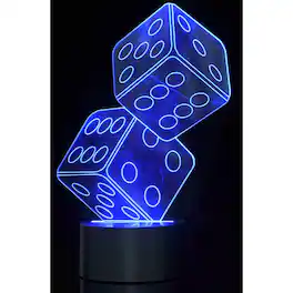 JuzToys - 3D Night Light for Kids, 3D Dice Lighting Laser Cut Precision LED Lights, LED Lamp for Bedrooms and Offices - Black