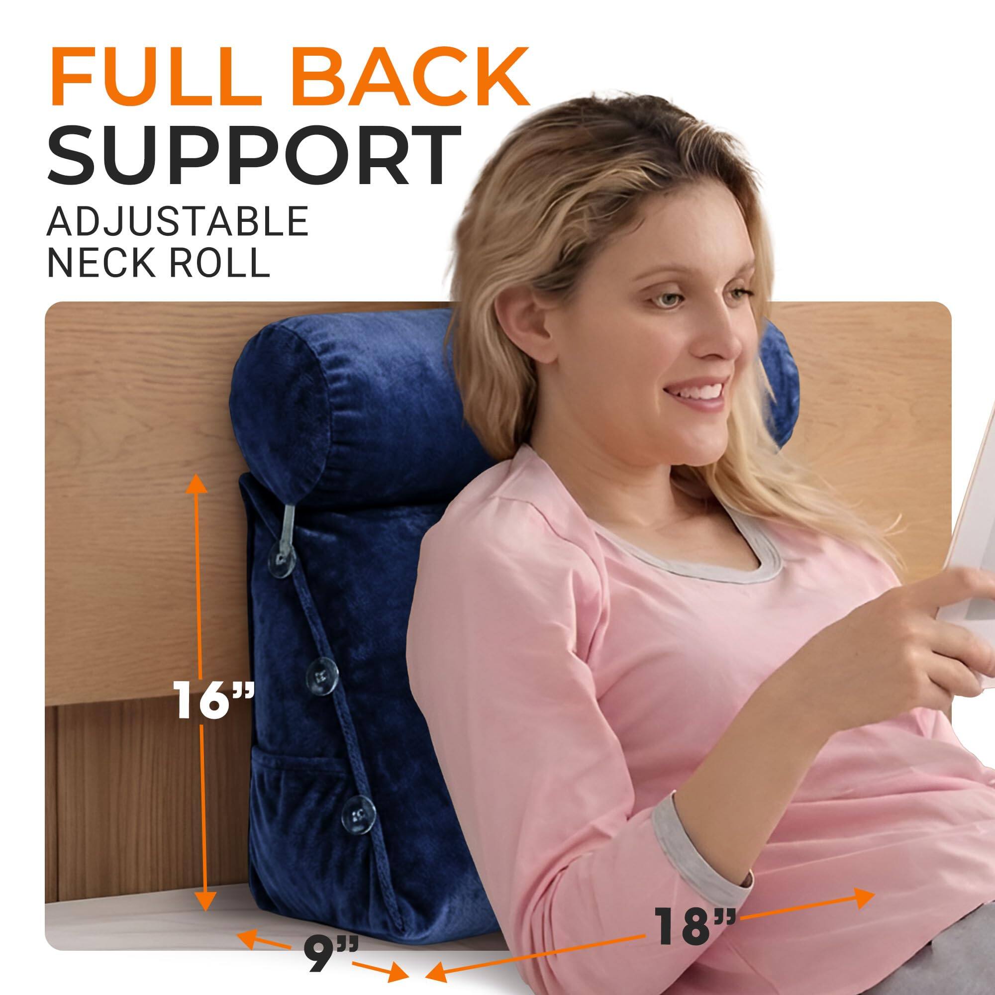 FULL BACK SUPPORT  
ADJUSTABLE NECK ROLL  
16"  
9"  
18"