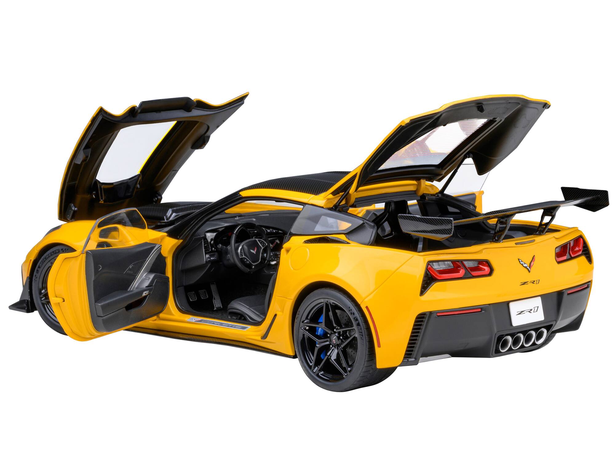 Alt View 1. Autoart - 2019 Chevrolet Corvette C7 ZR1 Corvette Racing Yellow Tintcoat with Carbon Top 1/18 Model Car by Autoart.