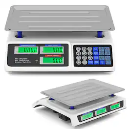 Costway - 66lb Price Computing Scale with Dual LCD Displays & Rechargeable Battery - Silver